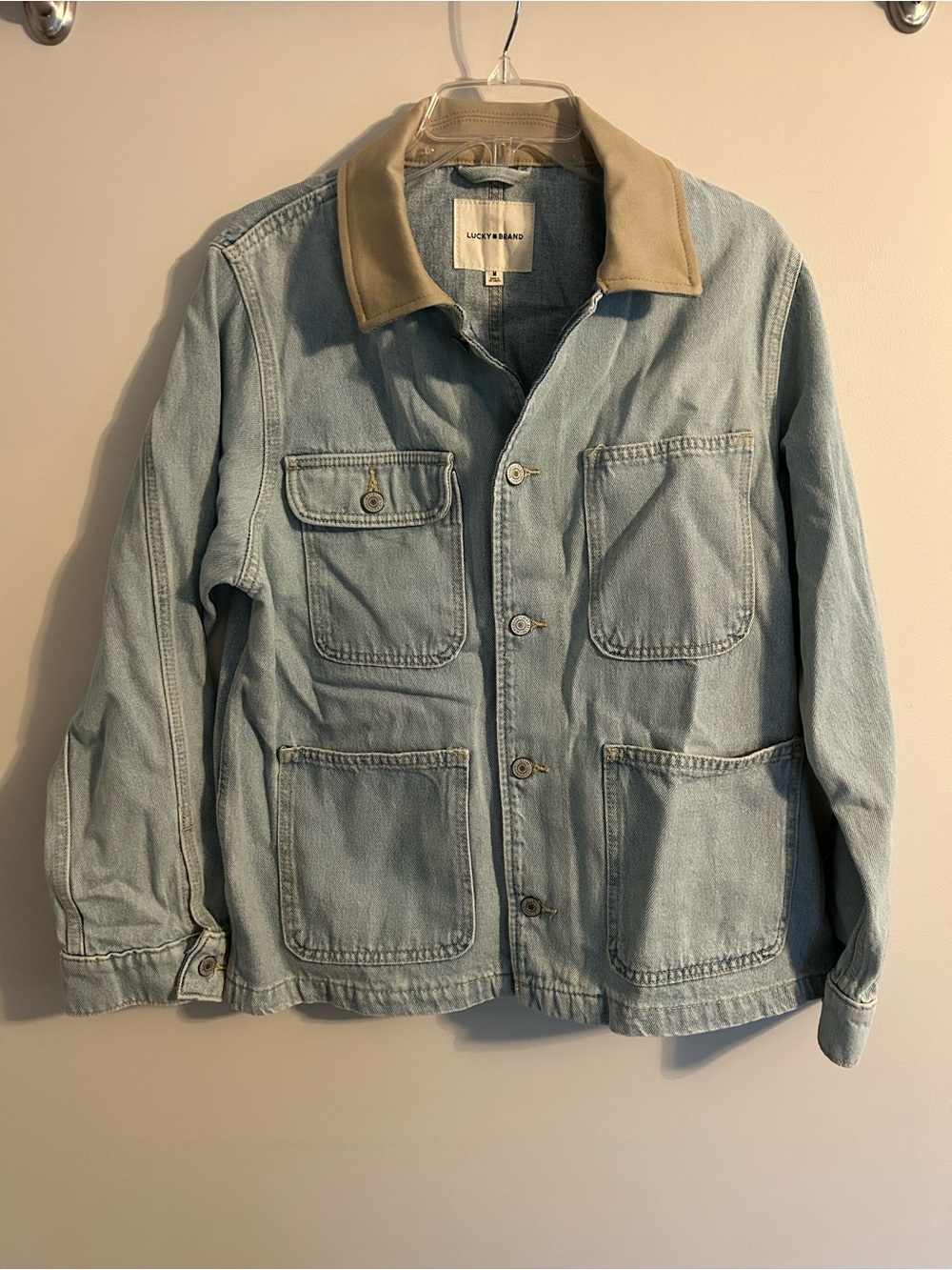NWT Cotton Lucky Brand Light Blue Denim Field Jacket Collar Gilmore Girls vibe